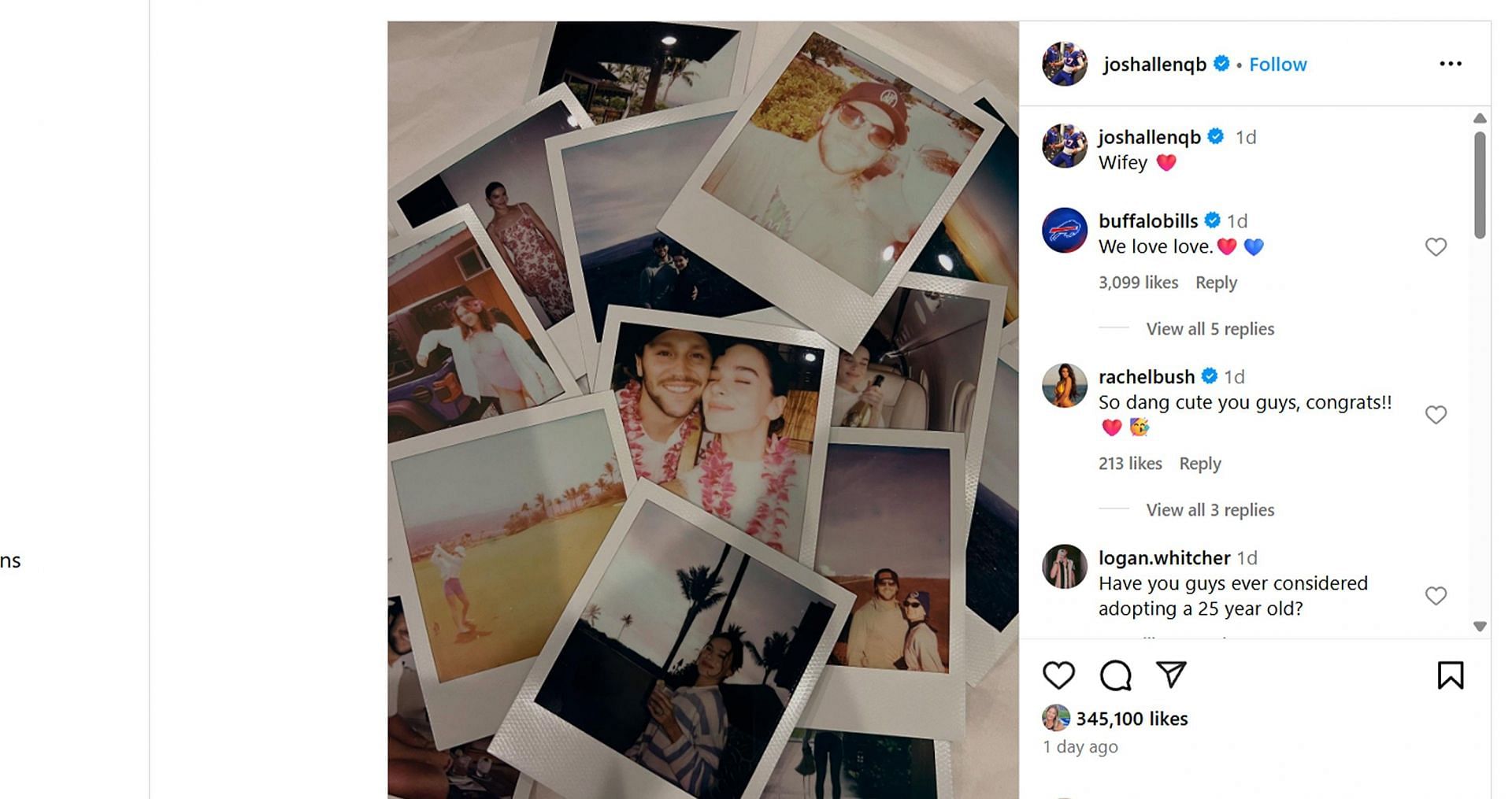 Jordan Poyer's wife Rachel Bush reacts as Josh Allen lovingly calls Hailee Steinfeld